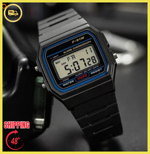 Unisex Digital Quartz Watch - LCD Dial - Black Resin Strap
