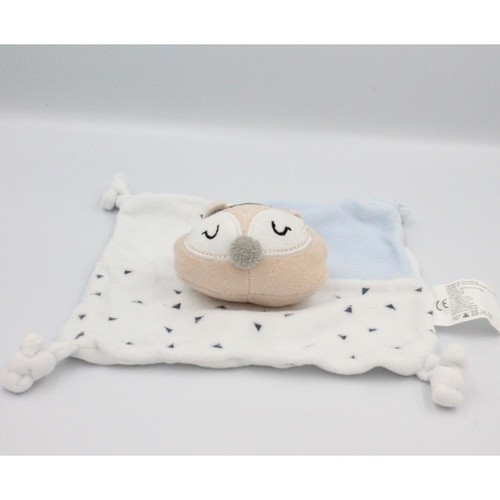 Doudou plat renard - blanc, bleu
