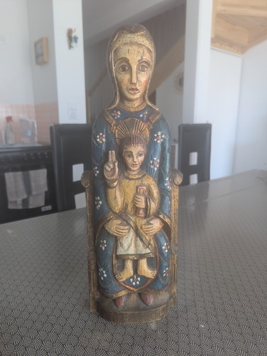 Vierge enfant en bois - vierge,