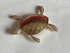 AMPLE BROCHE "TORTUE"/ METAL DORE/ OXYDES LUMINEUX/ XXI SIECLE