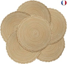 fanquare Sets de Table Ronds Lot de 6 Napperons Tressés Résistants à la Chaleur 