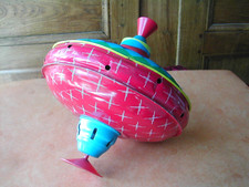 Toupie Métal Peint Vintage 80' Anciens Objets du XXème Bon état Collection Déco