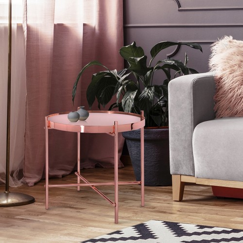 Table basse salon - cuivre, ronde