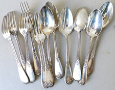 Couverts ménagère en ARGENT massif Minerve 6 fourchettes + 6 cuillères à soupe