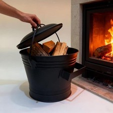 Seau à cendres avec poignée pour cheminée, poubelle à cendres en métal pour