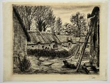 FRELAUT Jean -"Hameau breton". 1927. POINTE SECHE signée.