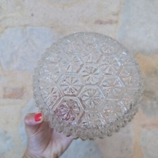 Plafonnier / Applique Murale rond gravé Vintage en Verre Transparent Art Déco