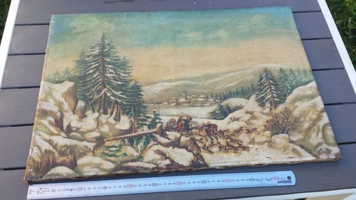 Ancien tableau huile sur - , toile