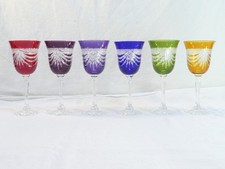 6 grands verres de couleur CRISTALLERIE DE LORRAINE