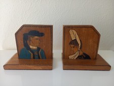 Serre-Livres Anciens en Bois Sculpté - Style Breton - Signés - Fait Main