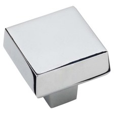 BOX OF 5- Cabinet Knobs, Contemporary Square, 1 5/16 In. Wide- Chrome
