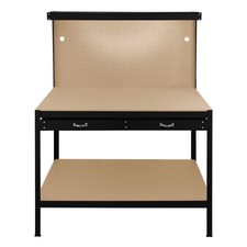 Etabli Noir Métallique de Travail avec Tiroirs & Panneaux Perforés LED