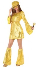 Déguisement Femme DISCO Doré XL 44 Adulte Années 1980 or jaune NEUF pas cher