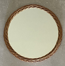 Petit Miroir Rotin Vintage 70th Soleil  Design Déco  TBE