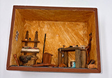 Trois miniatures de chalet en bois, vintage