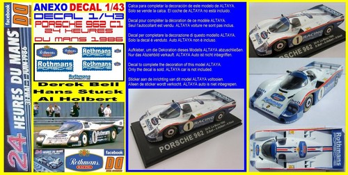 Annexo decal porsche 962 - 1/43,
