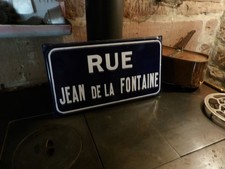 Ancienne plaque de rue émaillée,Jean de la Fontaine,mobilier urbain,1940