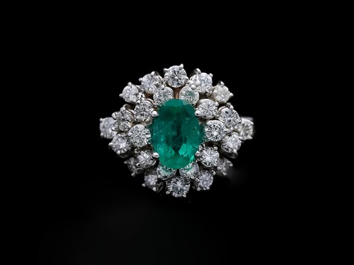 Bague diamants émeraude - bague,