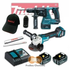 Makita Combo KIT18V Marteau combiné sans fil DHR243 Meuleuse d'angle DGA511 +...