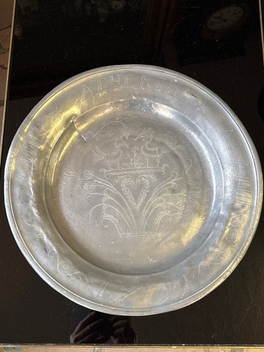 Ancien plat mariage - mariage, etain