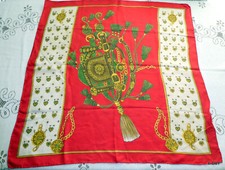 FOULARD  VINTAGE CARRE 72 X72  " SELLERIE "   soie naturelle / roulotté main