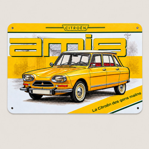 Plaque métal citroën ami - plaque,