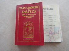 PLAN COMMODE DE PARIS RUES ET MONUMENTS, METRO, AUTOBUS   A. LECONTE 1980