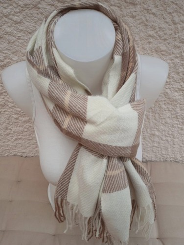 écharpe beige crème laine - Écharpe,