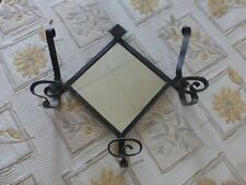 Ancien VESTIAIRE 3 PATERES  en FER FORGE avec MIROIR Porte-Manteaux