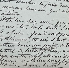 Très belle lettre du peintre Maxime Maufra sur l'interaction des tempêtes bre...