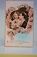 CPA CARTE POSTAL STE SAINTE CATHERINE DENTELLE AJOURE BONNET FILLE GARCON ANCIEN