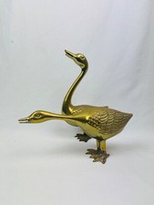 Couple de  canards ou oies en laiton, décoration vintage