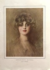 Grande illustration en couleurs (vers 1910) de Helleu : Miss Maxwell 