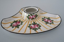Encrier ancien porcelaine MB Limoges décor fleuri et rayures
