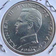 MONACO - 5 FRANCS ARGENT DE 1960