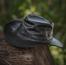 Chapeau australien cuir