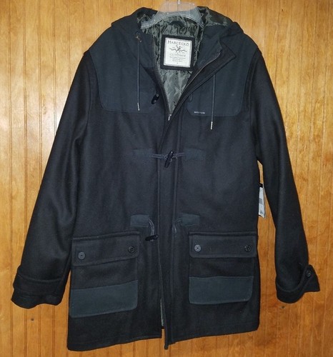 Men black wool blend - men's, hooded