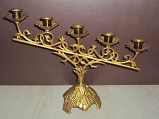 ANCIEN BOUGEOIR D'EGLISE/RAMPE AUTEL/GOTHIQUE/XIX-XXé/BRONZE/5 BOUGIES/H.21/29cm