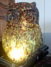 ancienne veilleuse en forme de chouette en pâte de verre