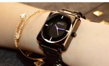 High-Grade Women's Watches Rose Gold Black Stainless Steel Strap