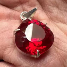 Naturel Rubis Rouge 24 CT Poire Coupe 925 Solide Argent Pendentif Gemme