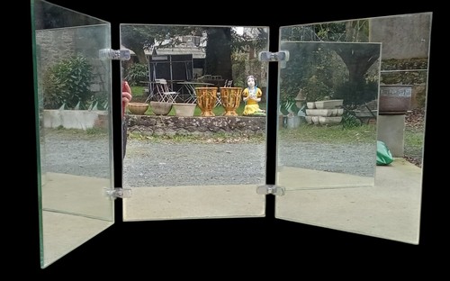 Ancien grand miroir triptyque