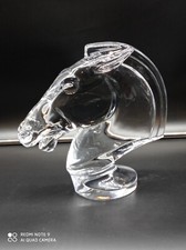 Ancienne grande Sculpture Tête de cheval en Cristal de Sèvres,28cm,Poids 5,360Kg
