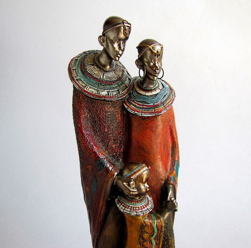 Statuette famille afrique - statuette,