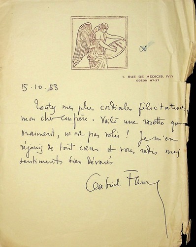 S gabriel faure poète - ✒, l.a.s