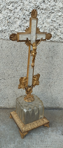 Ancien crucifix cristal - crucifix,
