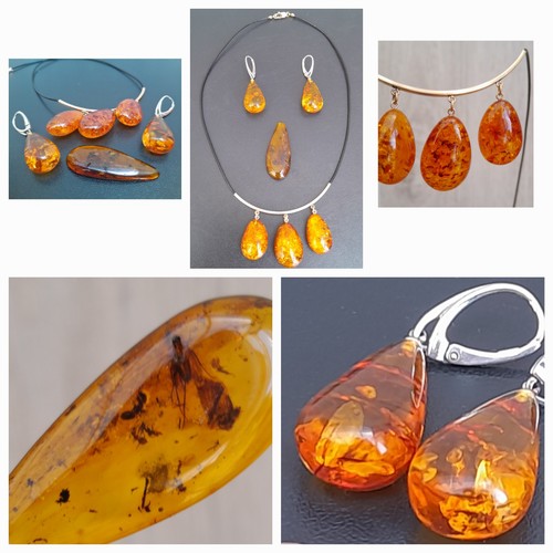 Parure ambre baltique argent - ambre,