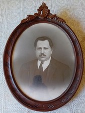 Cadre Ancien Ovale en Bois Sculpté - Style Baroque - Vers  1930  -  Vitre 