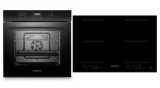 Four Cuisinière Plaque Cuisson Noir Induction 77cm Minuteur 2 Flexzonen Glisseur