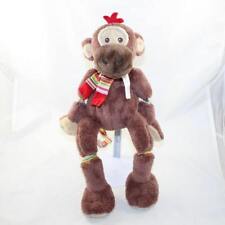 Peluche singe HAPPY HORSE marron écharpe rayée 40 cm (DOU)